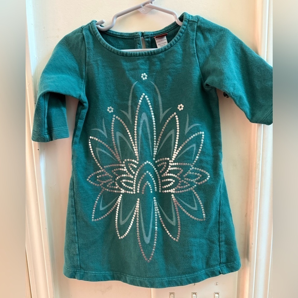 Tea Collection Jade Green Lotusblute Graphic Dress